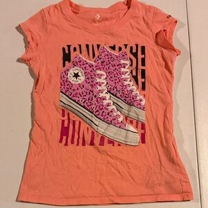 Converse Coral Tee with Pink Leopard High-Top Graphic